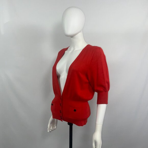 Kenneth Cole New York Red Kasper Women Cardigan Sweater Red 3/4 Sleeve Size L - Picture 4 of 11